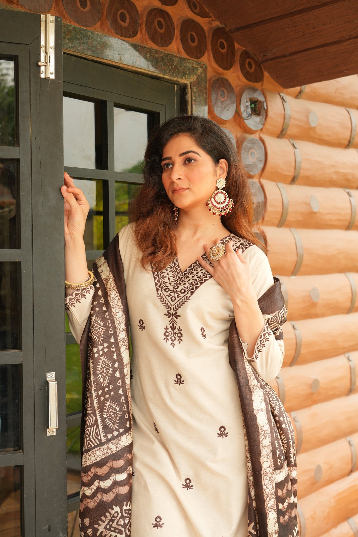 Women's Cotton Embroidered Kurta with Pant & Dupatta