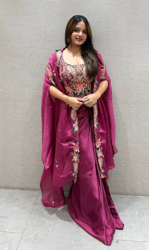 Designer Sharara Set with Embroidered Shrug