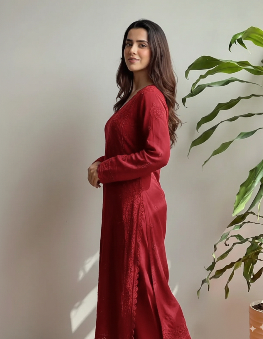 Georgette Chikankari Embroidered Kurta Pant & Dupatta Set for Women