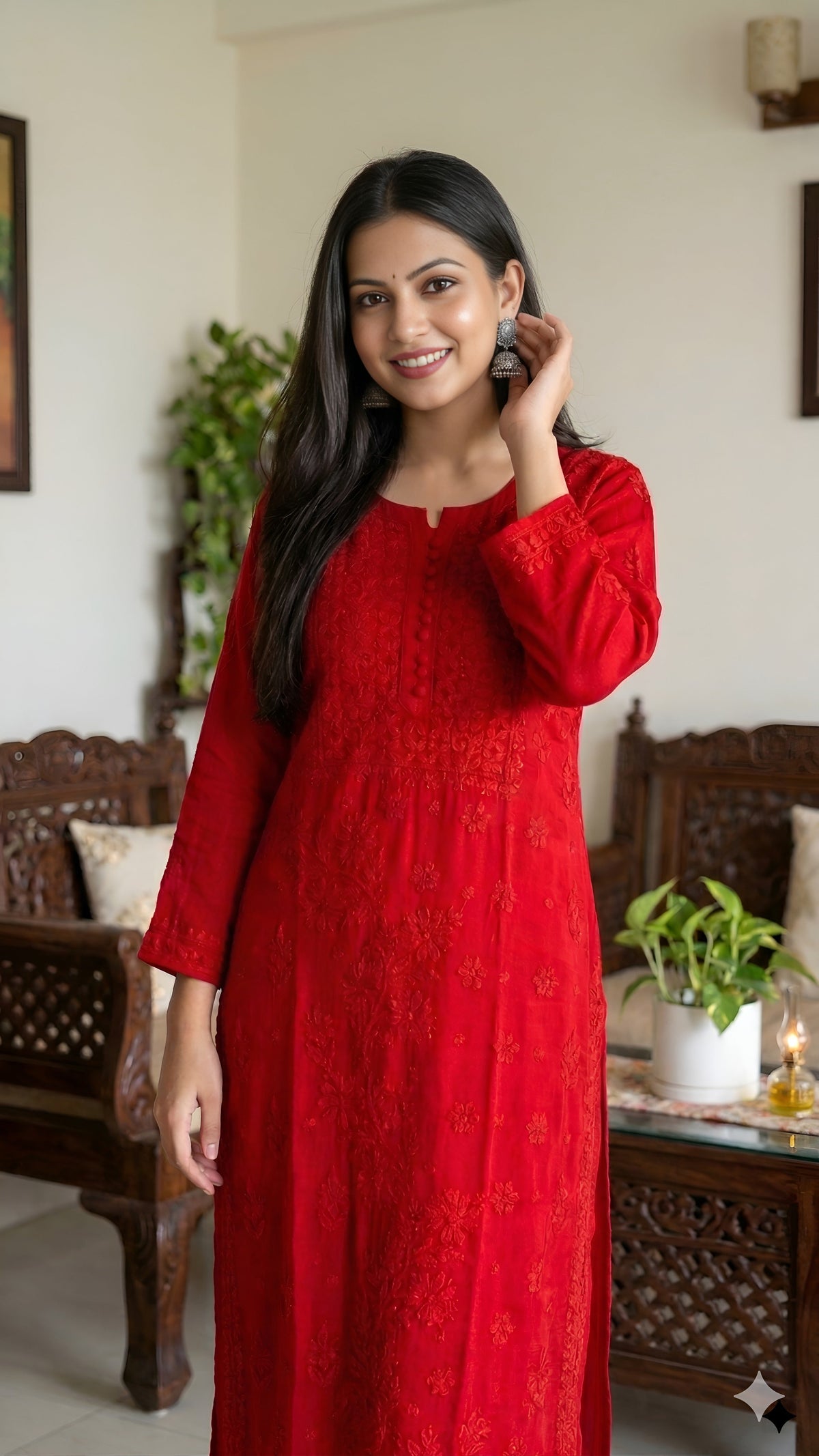 Chikankari Embroidered Kurta Palazzo Set with Dupatta for Women