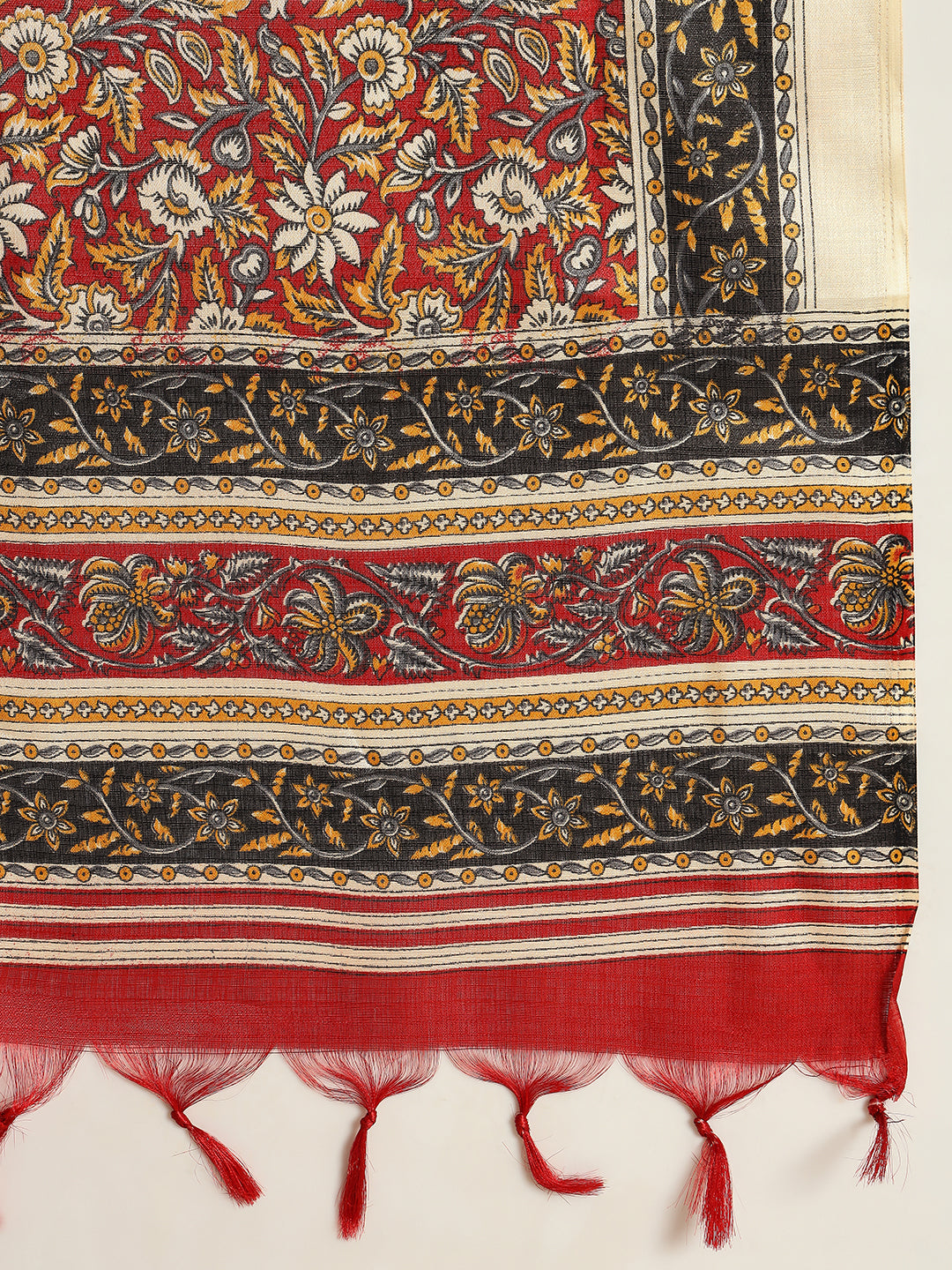 Ivory Khadi Cotton Thread Embroidered Kurta Pant Dupatta Set for Women