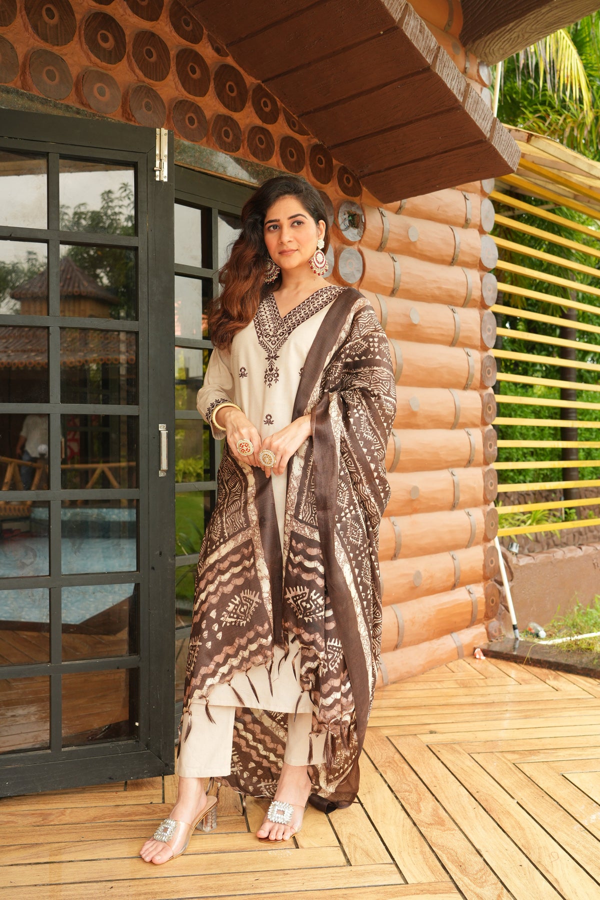 Women's  Cotton Embroidered Kurta with Pant & Dupatta