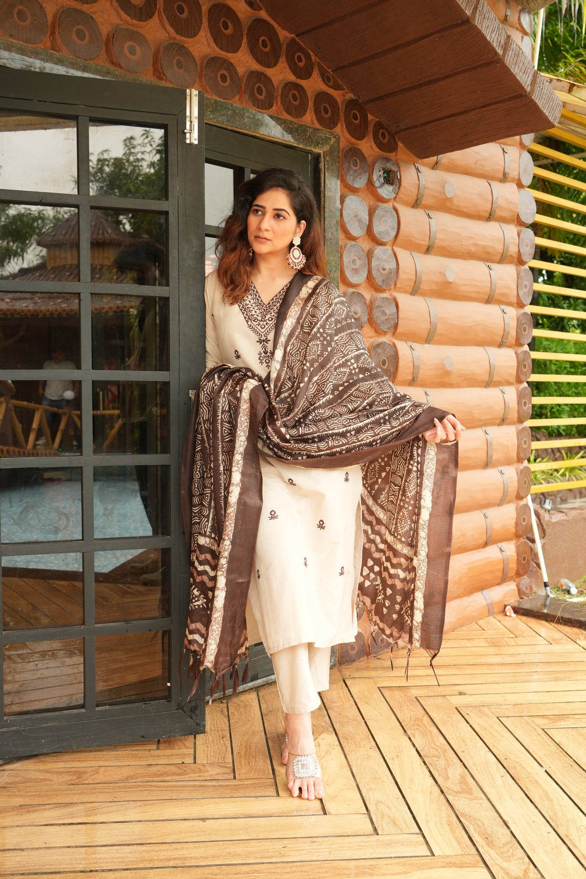 Women's  Cotton Embroidered Kurta with Pant & Dupatta