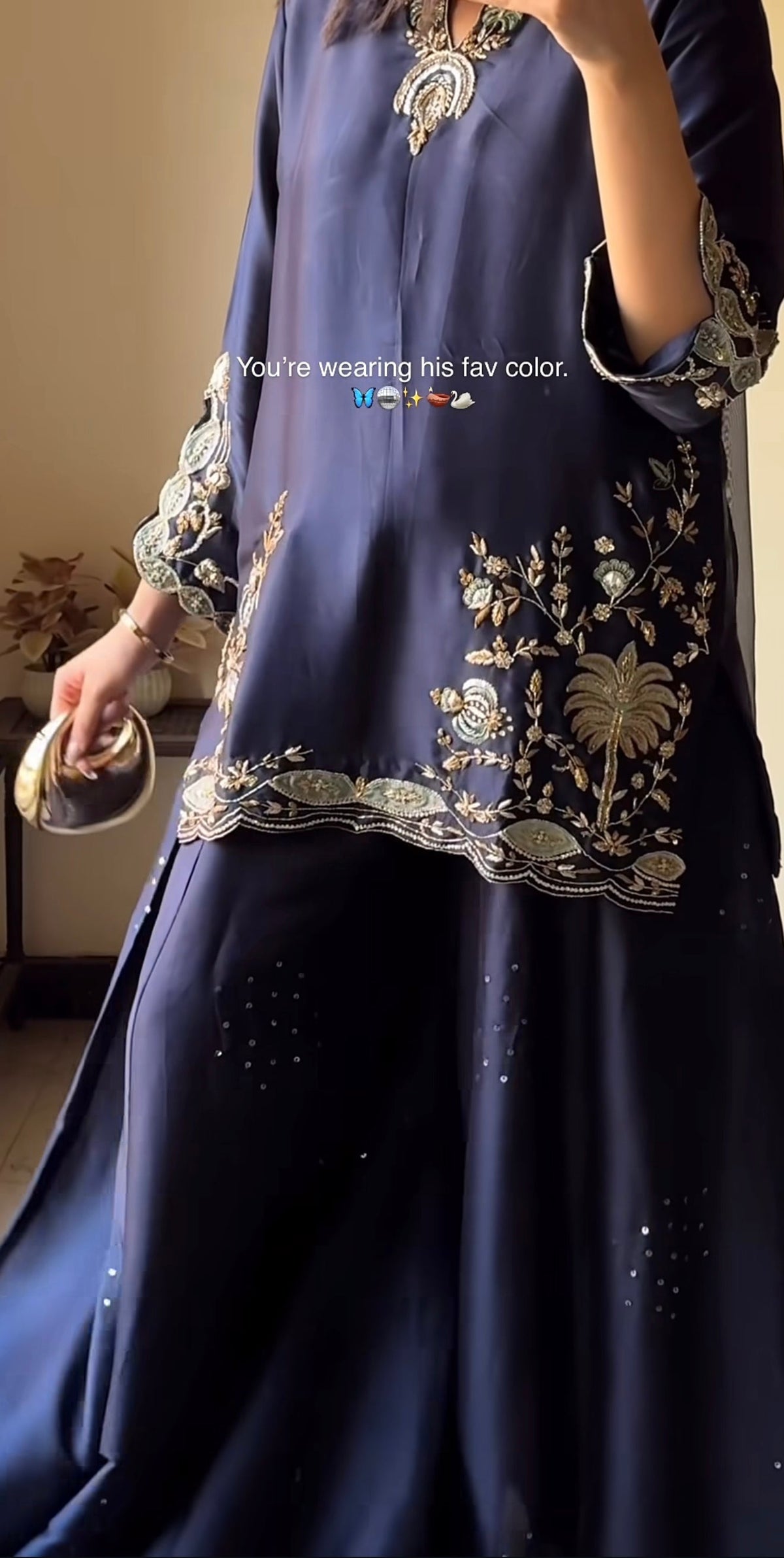 Heavy Crepe Silk Embroidered Kurta Sharara Dupatta Set for Women