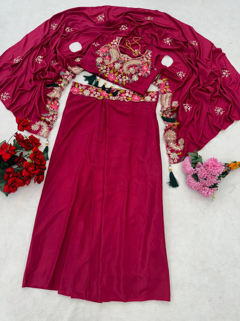 Designer Sharara Set with Embroidered Shrug