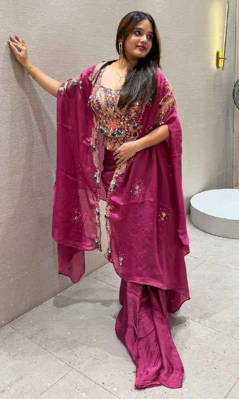 Designer Sharara Set with Embroidered Shrug