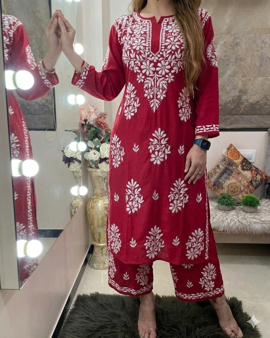 Rayon Cotton Chikankari Embroidery for Women