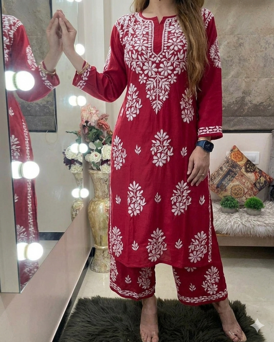 Rayon Cotton Chikankari Embroidery for Women