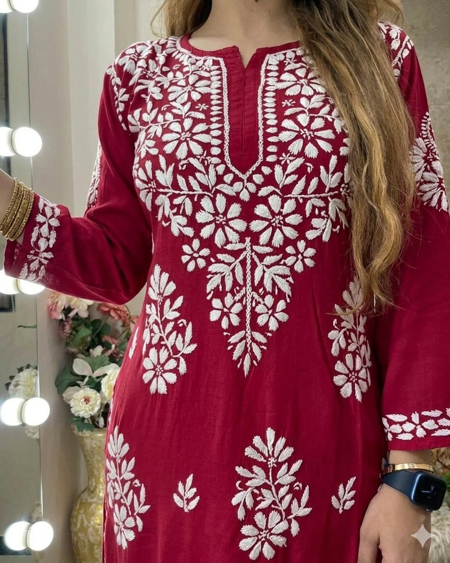 Rayon Cotton Chikankari Embroidery for Women