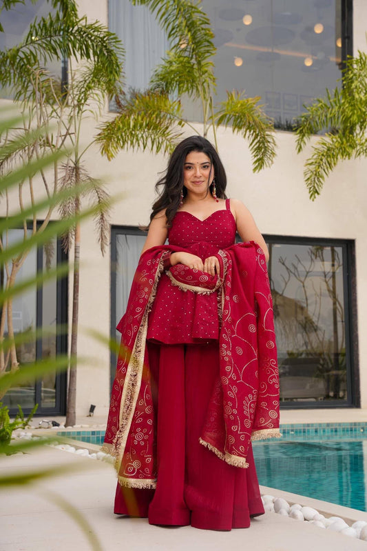 Tabby Organza Mukaish Work Sharara Set for Women